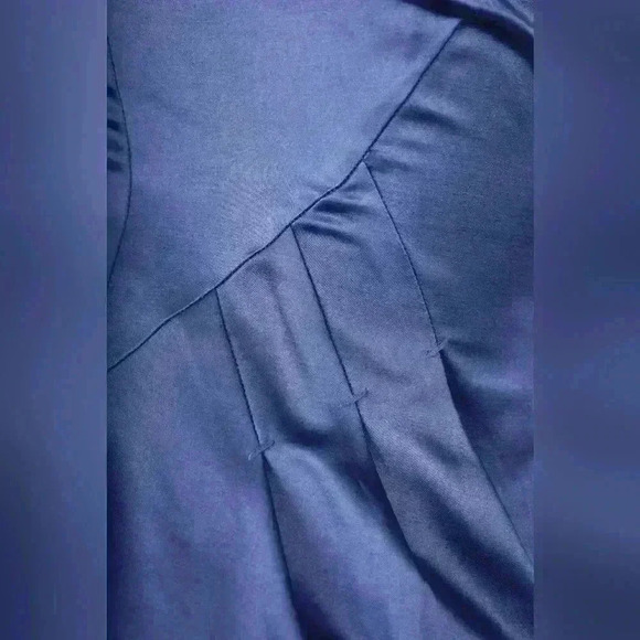 ROBERT RODRIGUEZ Navy Blue Cotton Poly Satin Shift  Pleat Fitted Dress 4US Small - Picture 10 of 10